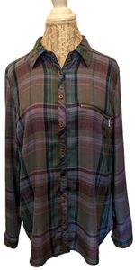 Maurices Flannel Plaid Tartan Tunic Blouse Size L